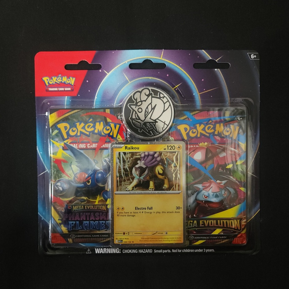 Pokemon TCG Blister Pack Raikou Foil 2 Booster Packs Coin Sealed